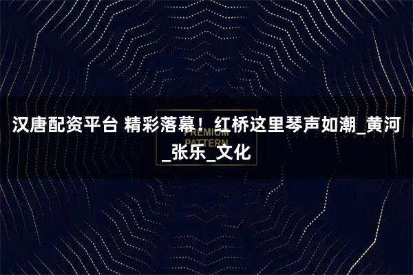 汉唐配资平台 精彩落幕！红桥这里琴声如潮_黄河_张乐_文化
